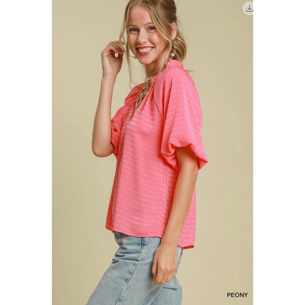 Umgee- Striped Silk Jacquard Blouse - Small - Picture 3 of 5